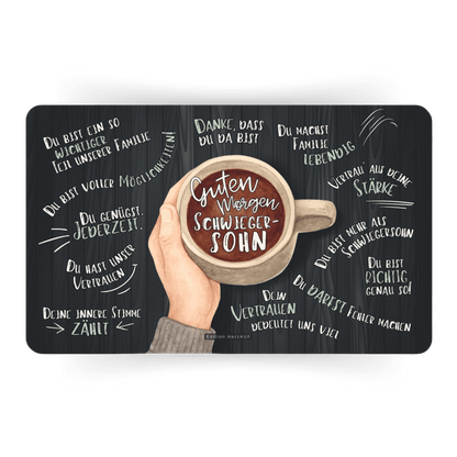 Frühstücksbrettchen "Guten Morgen Schwiegersohn" Geschenke für erwachsene Kinder, Geschenke für Männer