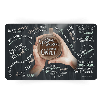 Frühstücksbrettchen "Guten Morgen Lieblingsonkel" Geschenke für Männer, Geschenke für Tante und Onkel