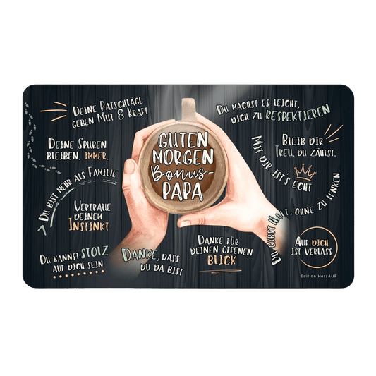 Frühstücksbrettchen "Guten Morgen Bonuspapa“ Geschenke für Eltern, Geschenke für Männer