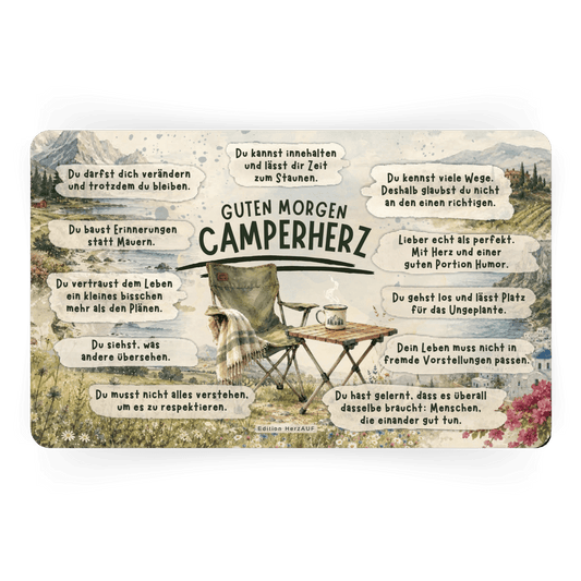 Frühstücksbrettchen „Guten Morgen Camperherz“ – Ein persönliches Geschenk für Camper