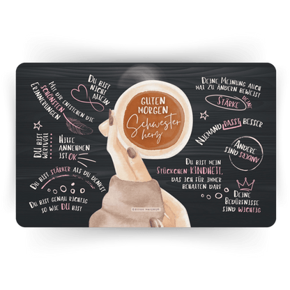 Frühstücksbrettchen „Guten Morgen Schwesterherz“ Geschenke für Frauen, Geschenke für Geschwister