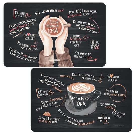 Frühstücksbrettchen Set "Guten Morgen Oma und Opa" Geschenke für Großeltern