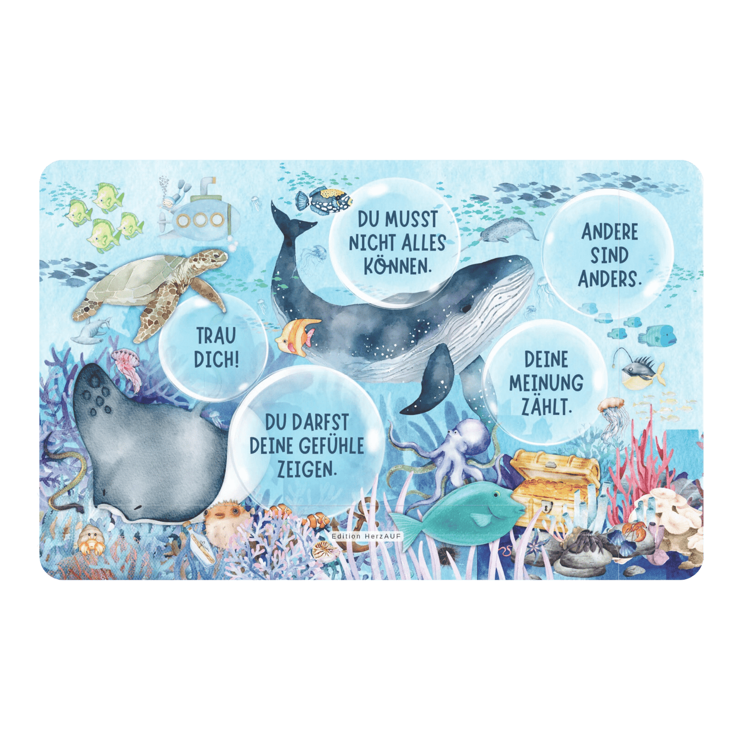 Frühstücksbrettchen “Unterwasserwelt" Geschenke für Kinder und Jugendliche, Mut und Kraft Geschenke