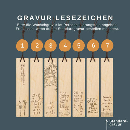 Lesezeichen aus Birkenholz mit Gravur – persönliches Geschenk für Bücherwürmer
