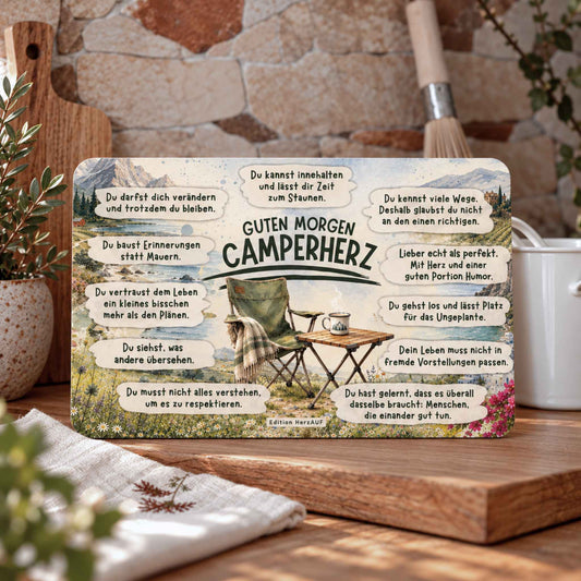 Frühstücksbrettchen „Guten Morgen Camperherz“ – Ein persönliches Geschenk für Camper