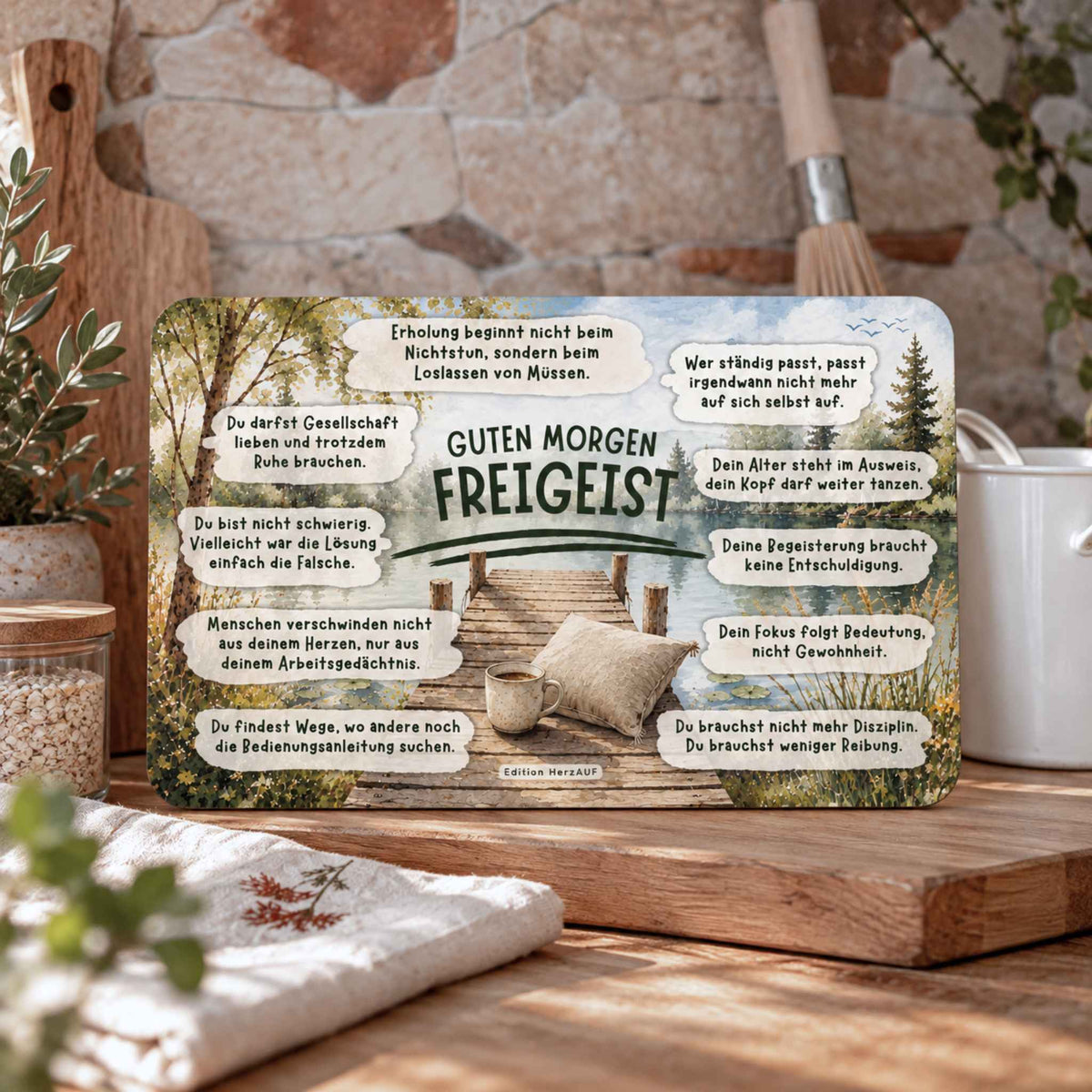 Frühstücksbrettchen „Guten Morgen Freigeist“ – Ein bestärkendes Geschenk für besondere Menschen