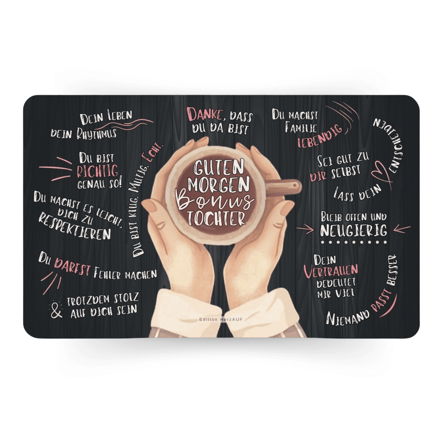 Frühstücksbrettchen "Guten Morgen Bonustochter“ Geschenke für erwachsene Kinder, Geschenke für Frauen