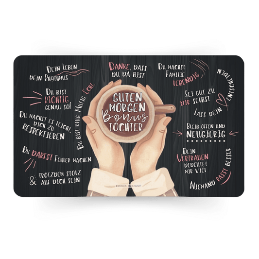 Frühstücksbrettchen "Guten Morgen Bonustochter“ Geschenke für erwachsene Kinder, Geschenke für Frauen
