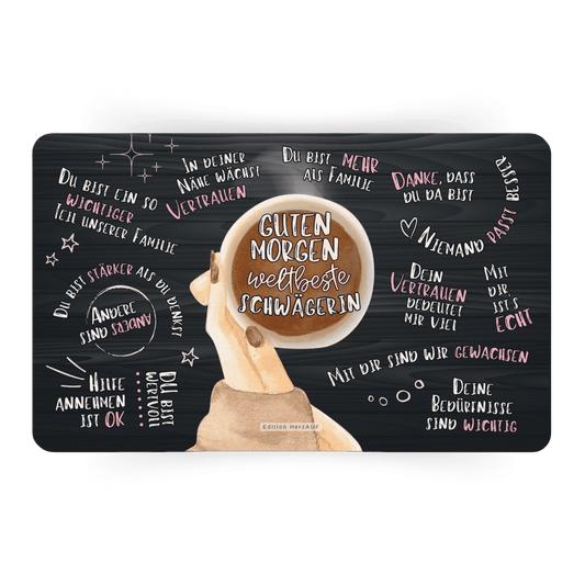 Frühstücksbrettchen "Guten Morgen weltbeste Schwägerin“ Geschenke für Frauen, Geschenke für Geschwister