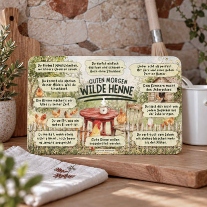 Frühstücksbrettchen „Guten Morgen wilde Henne“ – Ein persönliches Geschenk für Hühnerliebhaber