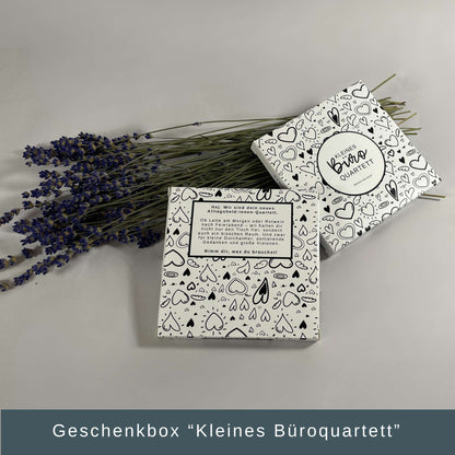 Kleines Büroquartett – 4 Untersetzer für Motivation, Humor und gute Stimmung im Arbeitsalltag