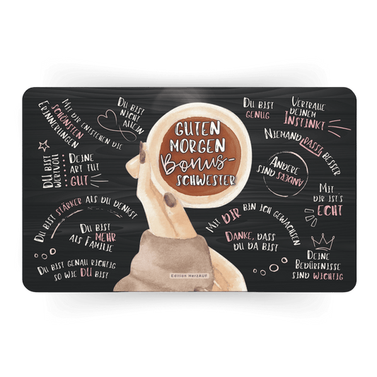 Frühstücksbrettchen "Guten Morgen Bonusschwester“ Geschenke für Frauen, Geschenke für Geschwister