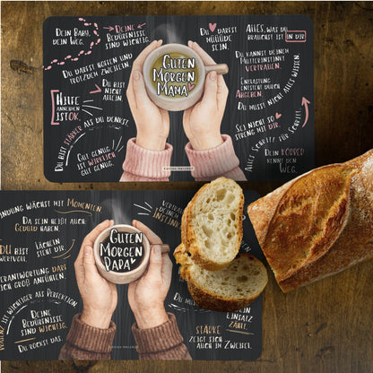 Frühstücksbrettchen Set „Guten Morgen Mama und Papa“ – Ein liebevolles Geschenk für frischgebackene Eltern