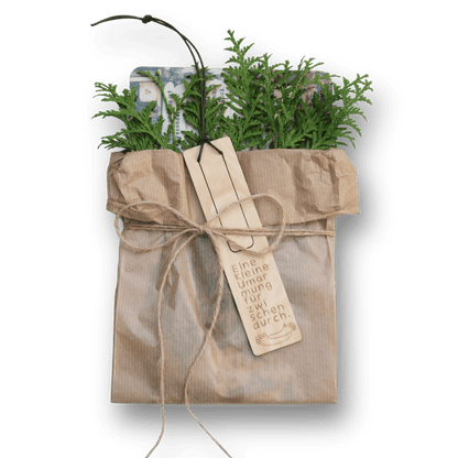 Mix & Match Geschenkset mit Lesezeichen und Brettchen in Kraftpapier