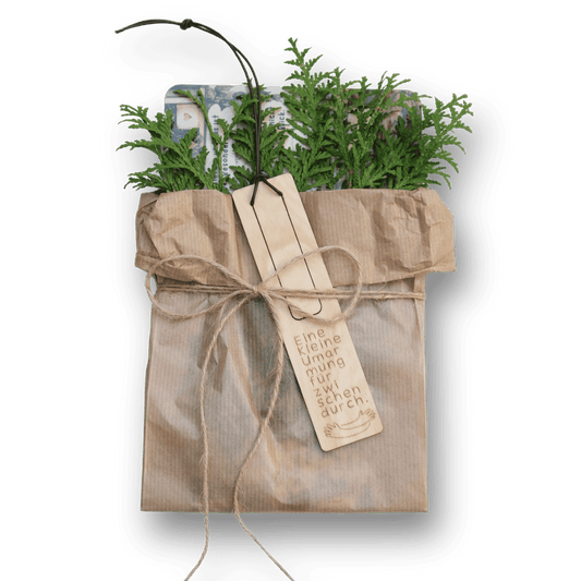 Mix & Match Geschenkset mit Lesezeichen und Brettchen in Kraftpapier