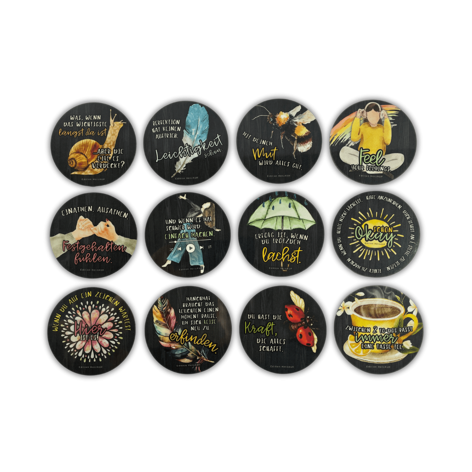 6x oder 12x Getränke-Untersetzer im Set Geschenke für Frauen, Mut und Kraft Geschenke