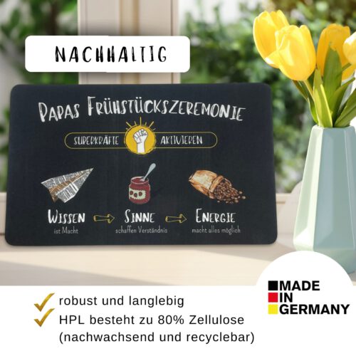 Frühstücksbrettchen “Papas Frühstückszeremonie" Papa Geschenk, das Superkräfte aktiviert: Weihnachtsgeschenk, frischgebackener Papa, Geburtstagsgeschenk - Image 3