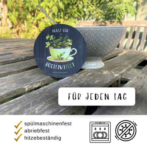 Getränke-Untersetzer 'Platz für PositiviTEEt' für Teetrinker, Mental Health Geschenk, Kurgeschenk, Geschenk für Mitarbeiter, Adventskalender