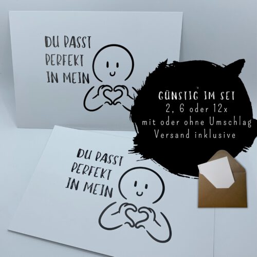 Grußkarten SET mit Spruch für Lieblingsmensch, Postkarte Geburtstag, Jahrestag, Valentinstag