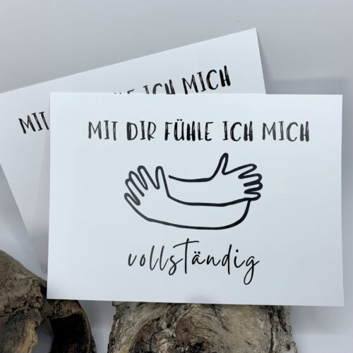 8xSpruchkarte: Mit dir fühle ich mich vollständig | Grußkarten SET mit Spruch für Lieblingsmensch, Postkarte Geburtstag, Jahrestag