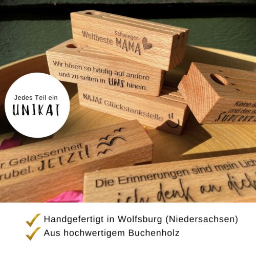 Personalisierter Halter für Edition HerzAUF®Untersetzer 1er/2er/4er, individualisierbares Geschenk, Verpackung Geldgeschenk, Weihnachten