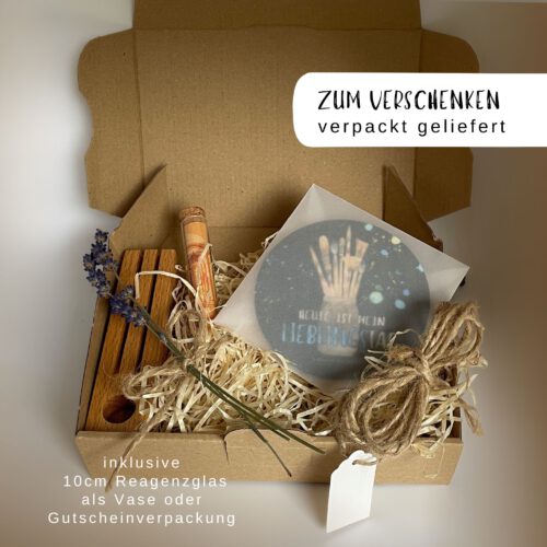 Untersetzerhalter mit zwei Untersetzern und kleiner Blumenvase | Geschenke für Zwei | Weihnachtsgeschenk für Paare