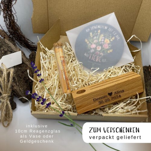 Geldgeschenk zur Hochzeit mit zwei Untersetzern + Halter | personalisiertes Hochzeitsgeschenk für Brautpaar | Geschenk zum Hochzeitstag