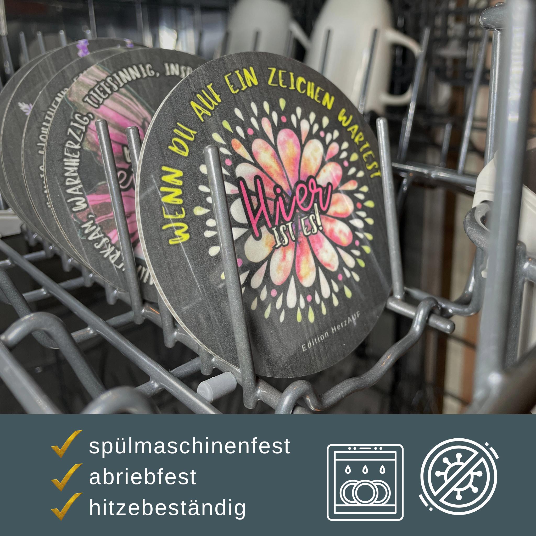 Hier ist ein Zeichen - spülmaschinenfester Getränkeuntersetzer