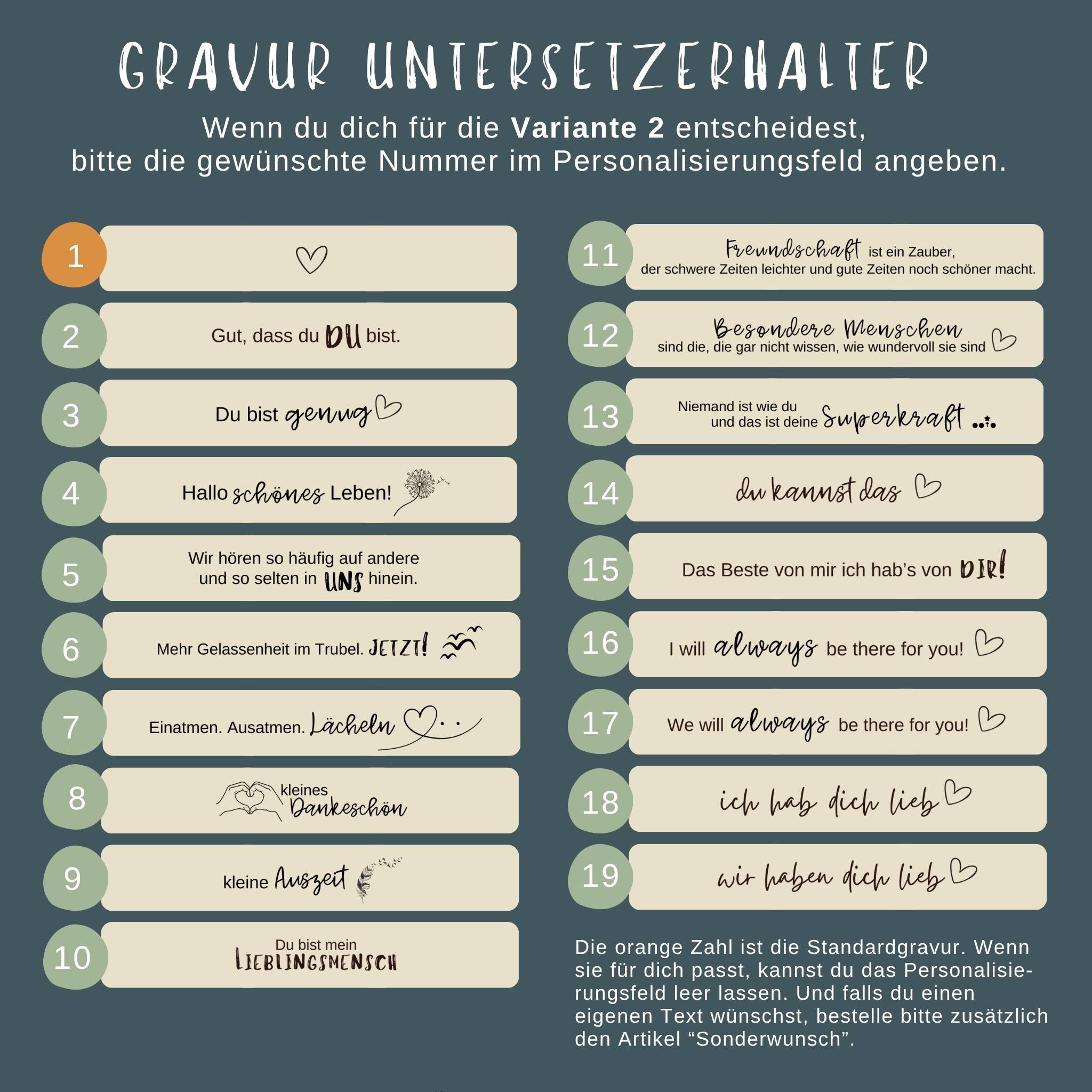 4er Untersetzer Geschenkset „Glücksmomente“ – 4 Getränkeuntersetzer mit individuellem Buchenholz-Halter – Bild 9