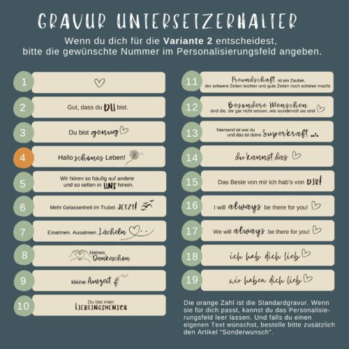Gravur Untersetzerhalter - besondere Menschen