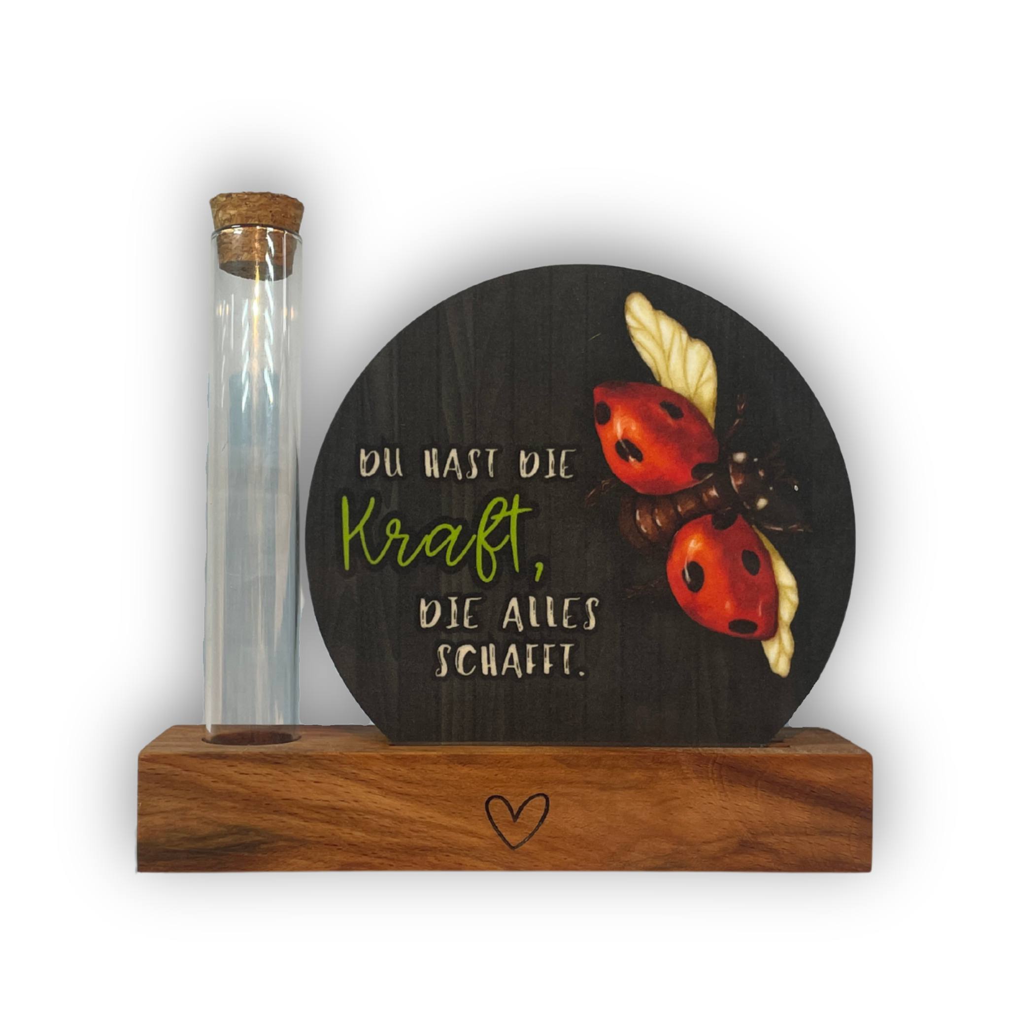 4er Untersetzer Geschenkset „Glücksmomente“ – 4 Getränkeuntersetzer mit individuellem Buchenholz-Halter in Geschenkbox