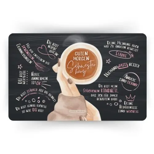 Frühstücksbrett „Guten Morgen Schwesterherz“, Geschenk für die Schwester