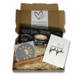 Geschenkset für Papa: Frühstücksbrettchen mit Halter und Untersetzer