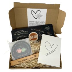 Geschenkset "Das ist dein Jahr" zum Neustart: Frühstücksbrettchen mit Halter und Untersetzer