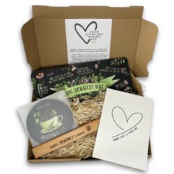 Du schaffst das Geschenkset: Frühstücksbrettchen mit Halter und Untersetzer