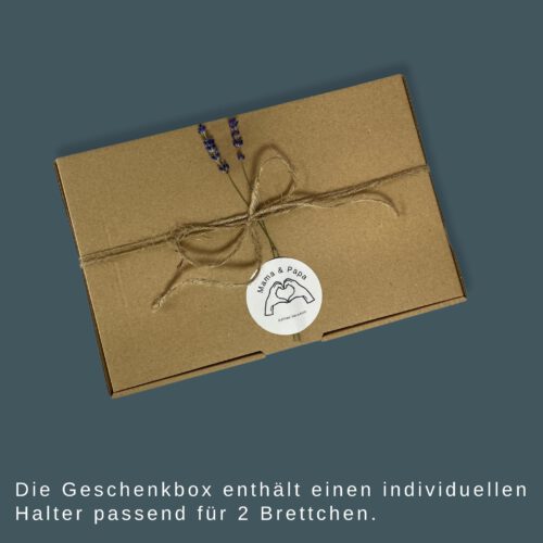 Basisgeschenkbox für zwei Frühstücksbrettchen zum selber aussuchen - mit Halter – Bild 5