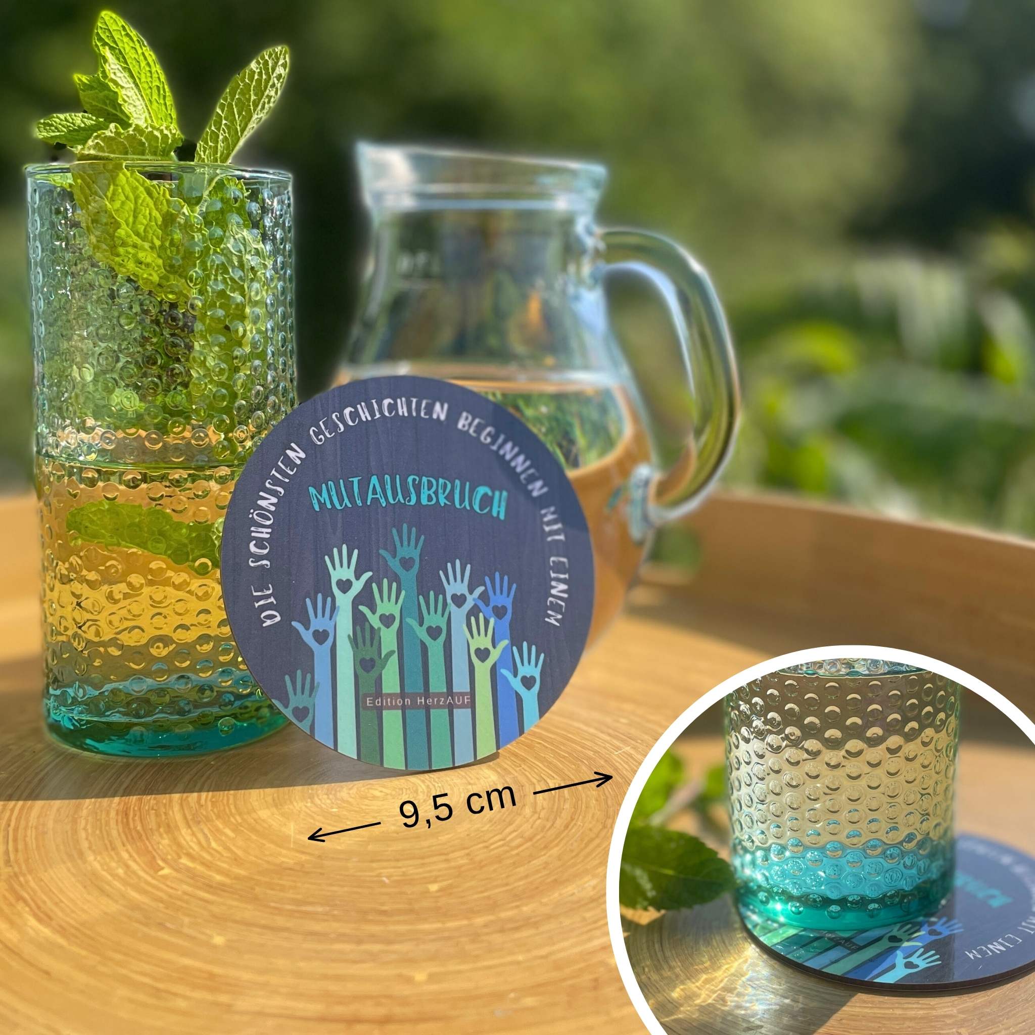 Nachhaltiges Kundengeschenk „Momente der Inspiration“ - 4 Untersetzer & gravierter Holzhalter – Bild 9