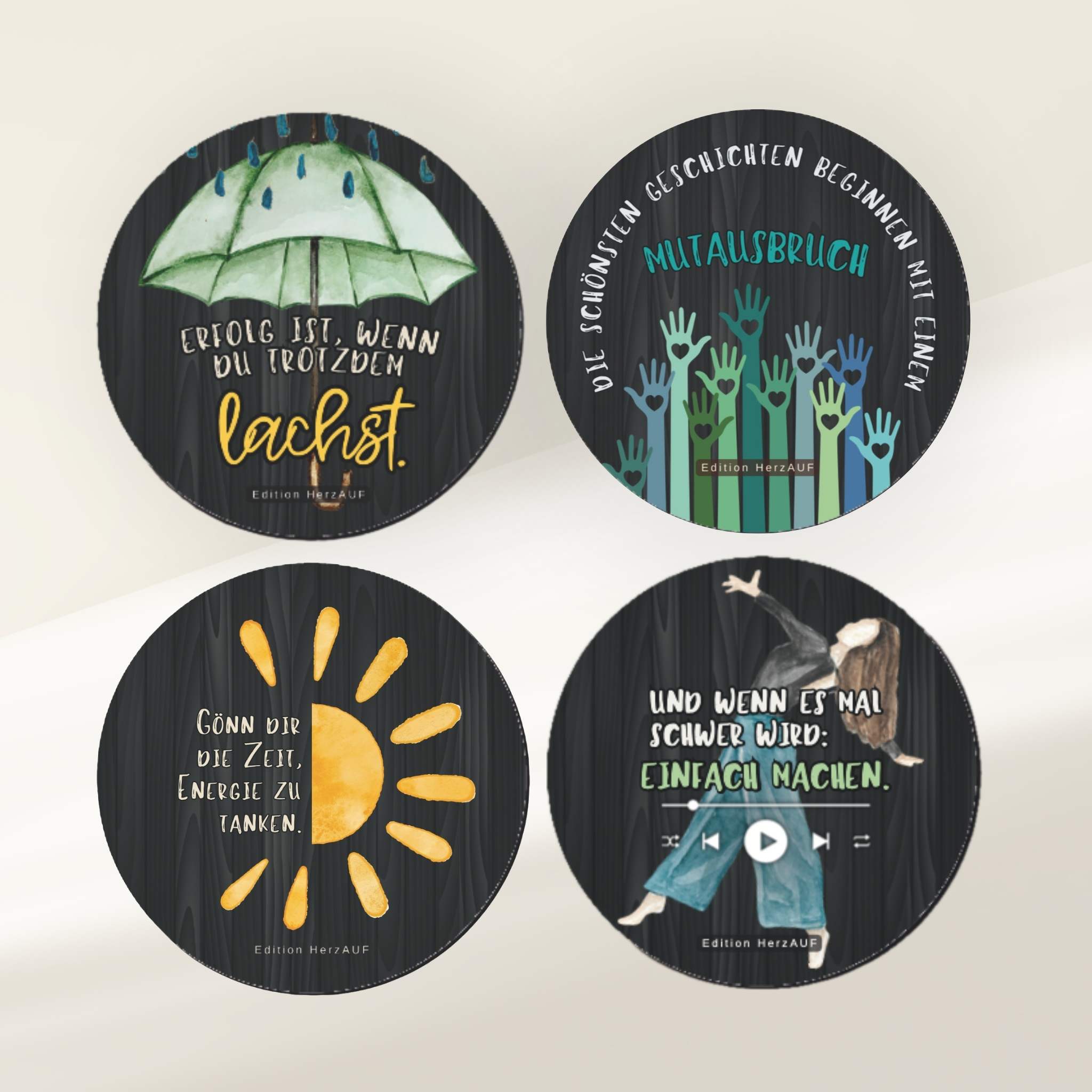 Nachhaltiges Kundengeschenk „Momente der Inspiration“ - 4 Untersetzer & gravierter Holzhalter – Bild 10