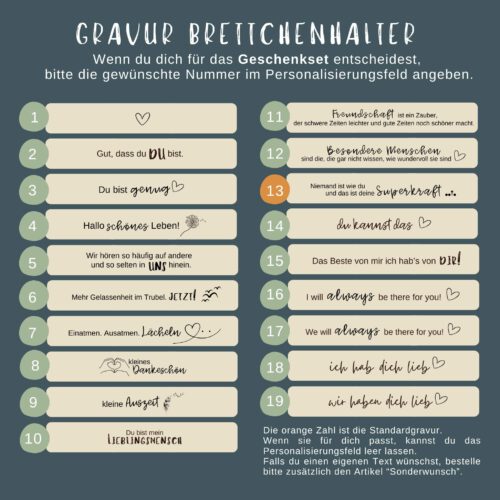 Geschenkset für Onkel – Frühstücksbrett „Guten Morgen Lieblingsonkel“ mit Getränkeuntersetzer & individualisierbarem Halter aus Buchenholz – Bild 11