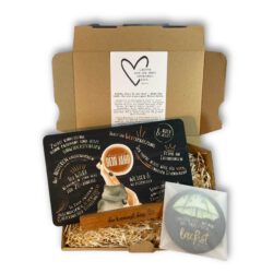 Persönliches Geschenkset zum Neustart "das ist dein Jahr": Frühstücksbrett, Untersetzer & Halter, Motivationsgeschenk, Geburtstagsgeschenk
