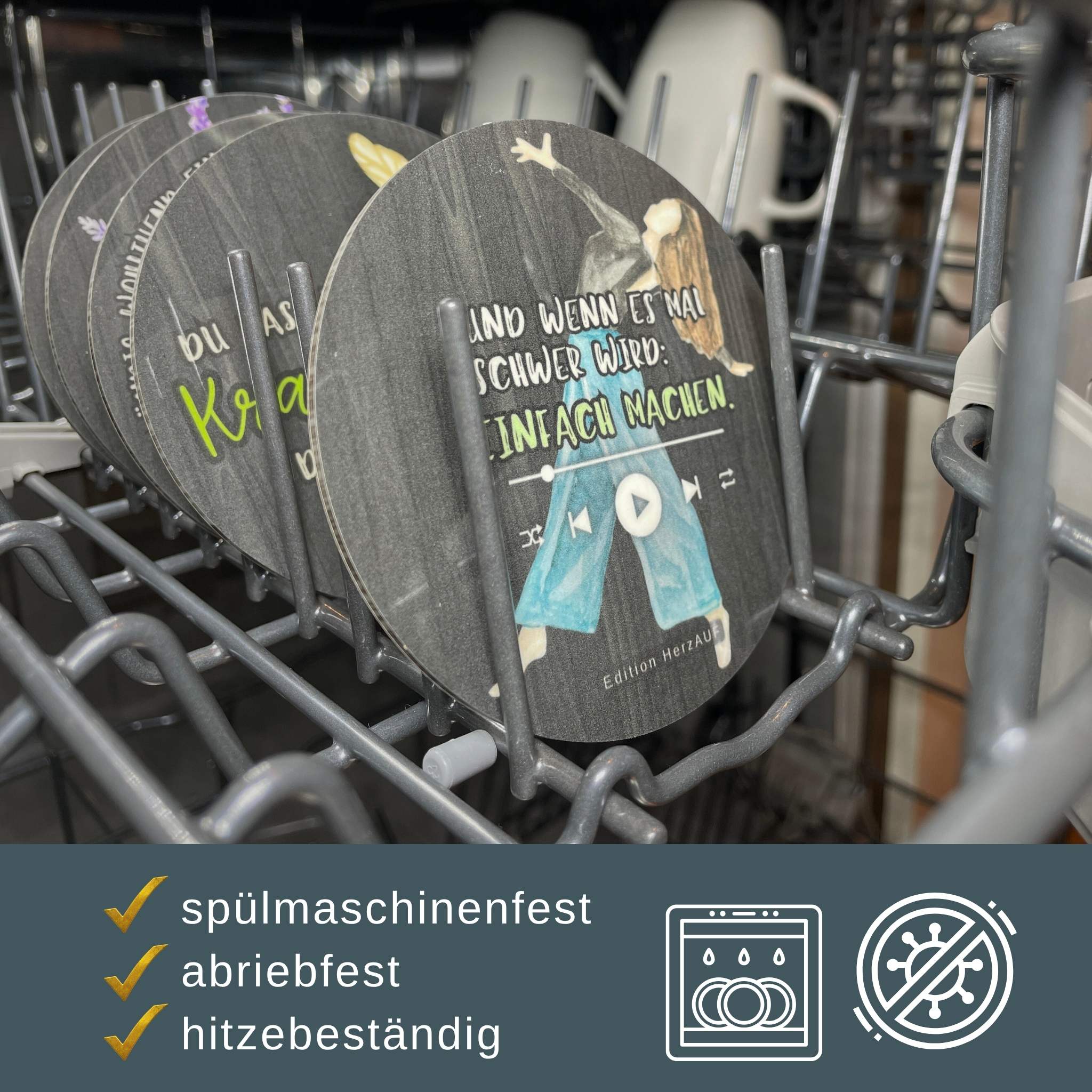 Nachhaltiges Kundengeschenk „Momente der Inspiration“ - 4 Untersetzer & gravierter Holzhalter – Bild 6