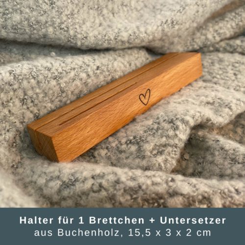 Geschenkset für Bruder: Frühstücksbrett „Guten Morgen Bruderherz“, Getränkeuntersetzer mit Halter aus Buchenholz - Weihnachtsgeschenk – Bild 5
