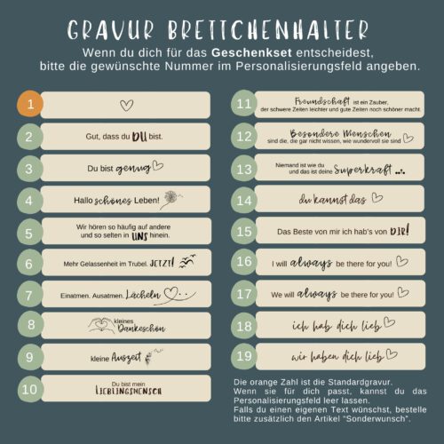 Geschenkset für Bruder: Frühstücksbrett „Guten Morgen Bruderherz“, Getränkeuntersetzer mit Halter aus Buchenholz - Weihnachtsgeschenk – Bild 11