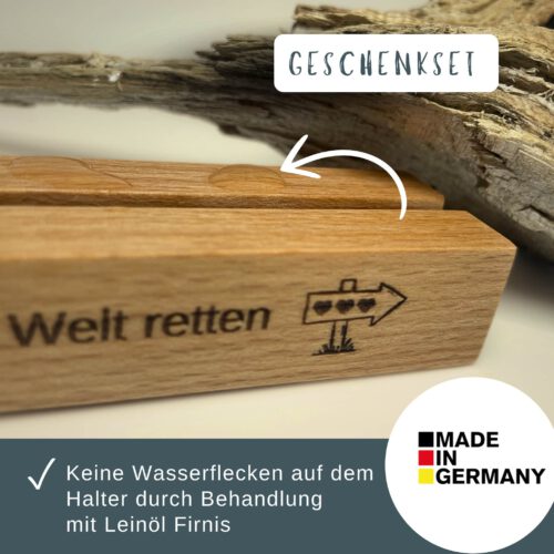 Geschenkset für Großeltern: liebevolles Frühstücksbrettchen-Set für Oma und Opa mit individualisierterem Halter in Geschenkverpackung – Bild 6