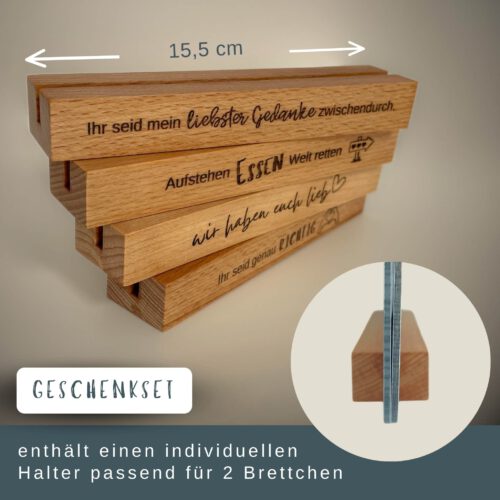 Geschenkset für Großeltern: liebevolles Frühstücksbrettchen-Set für Oma und Opa mit individualisierterem Halter in Geschenkverpackung – Bild 5