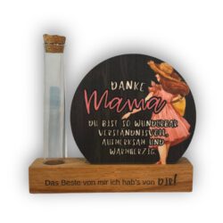 4er Untersetzer Geschenkset „Danke Mama“ – 4 Getränkeuntersetzer mit individuellem Holzhalter in Geschenkbox als Geschenk für Mama zu Weihnachten, Geburtstag